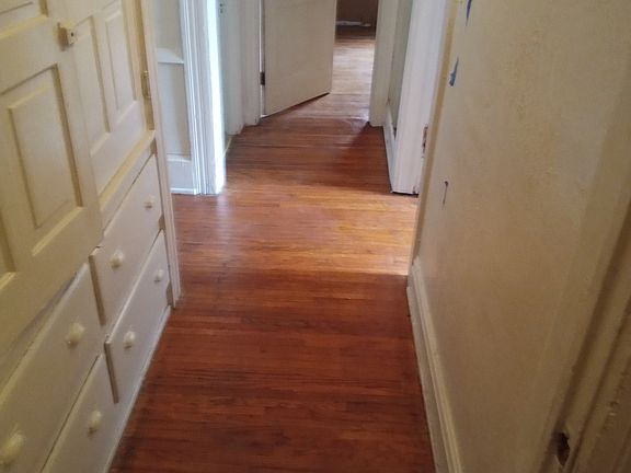 The entire upstairs is glossy hard wood