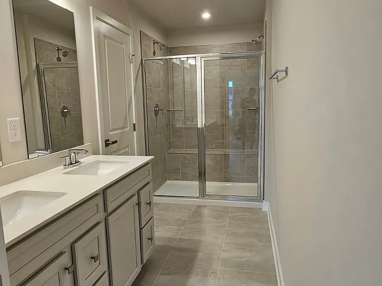Master bath double vanity and two shower heads