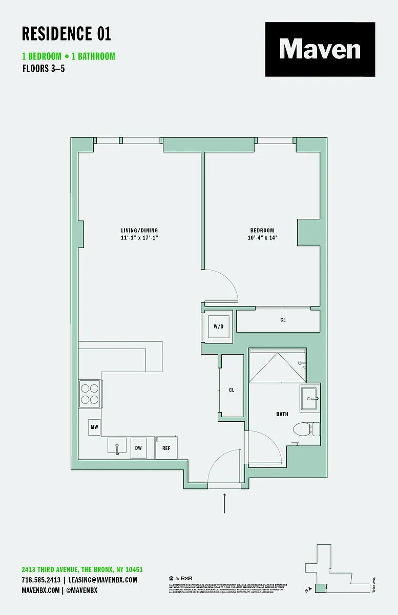 Floor plan 1 Bed/1 Bath-A1