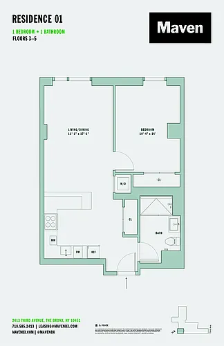 Floor plan 1 Bed/1 Bath-A1