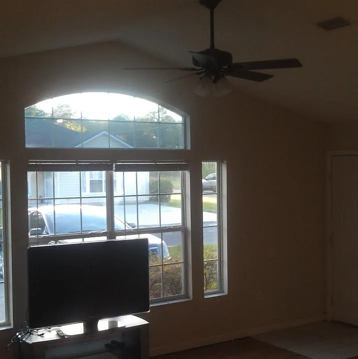Living room with bay window