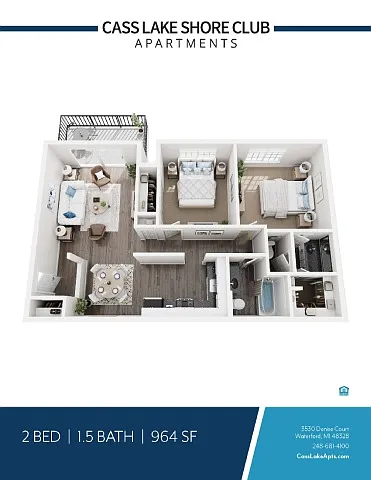 Floor plan 2 Bedroom 1.5 Bathroom