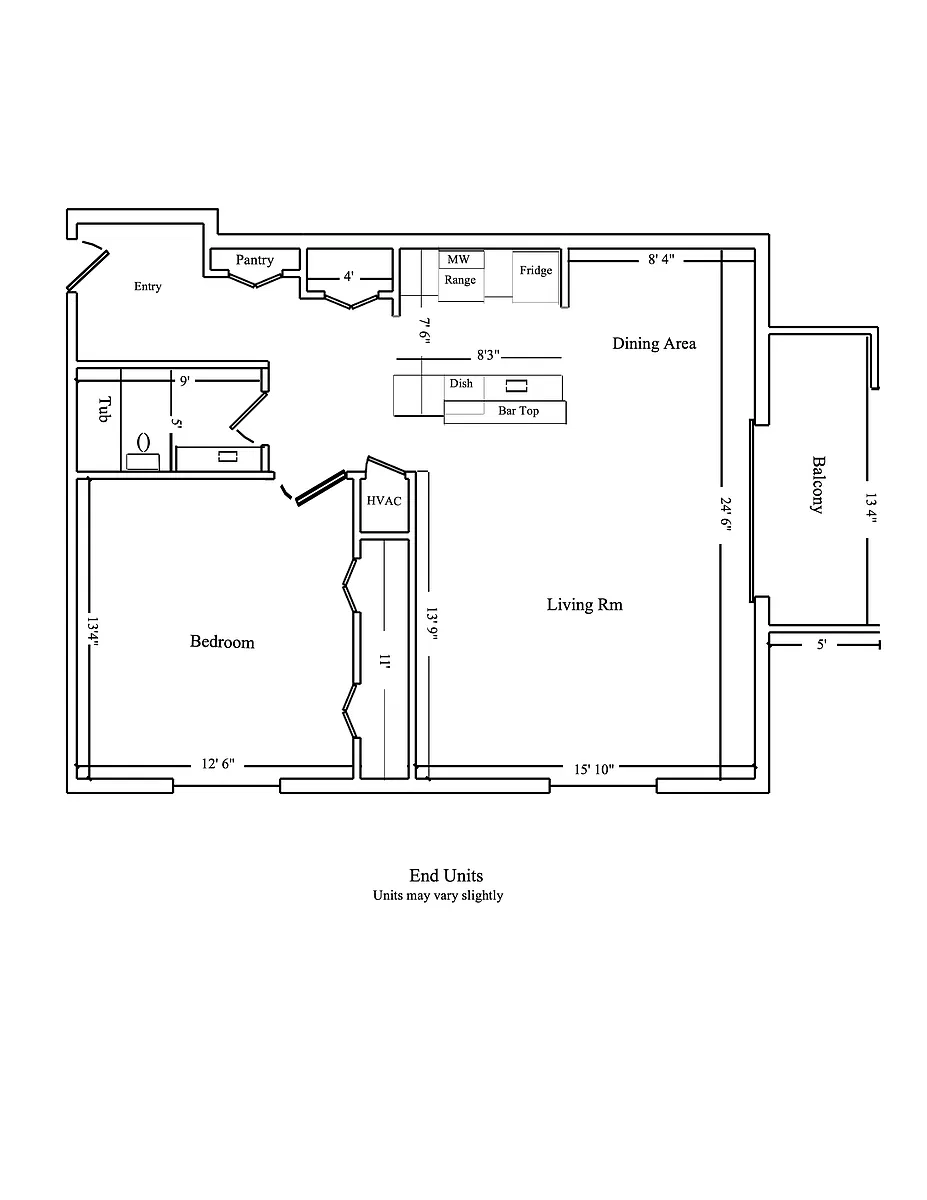 Floor plan PHOENIX - One Bedroom End