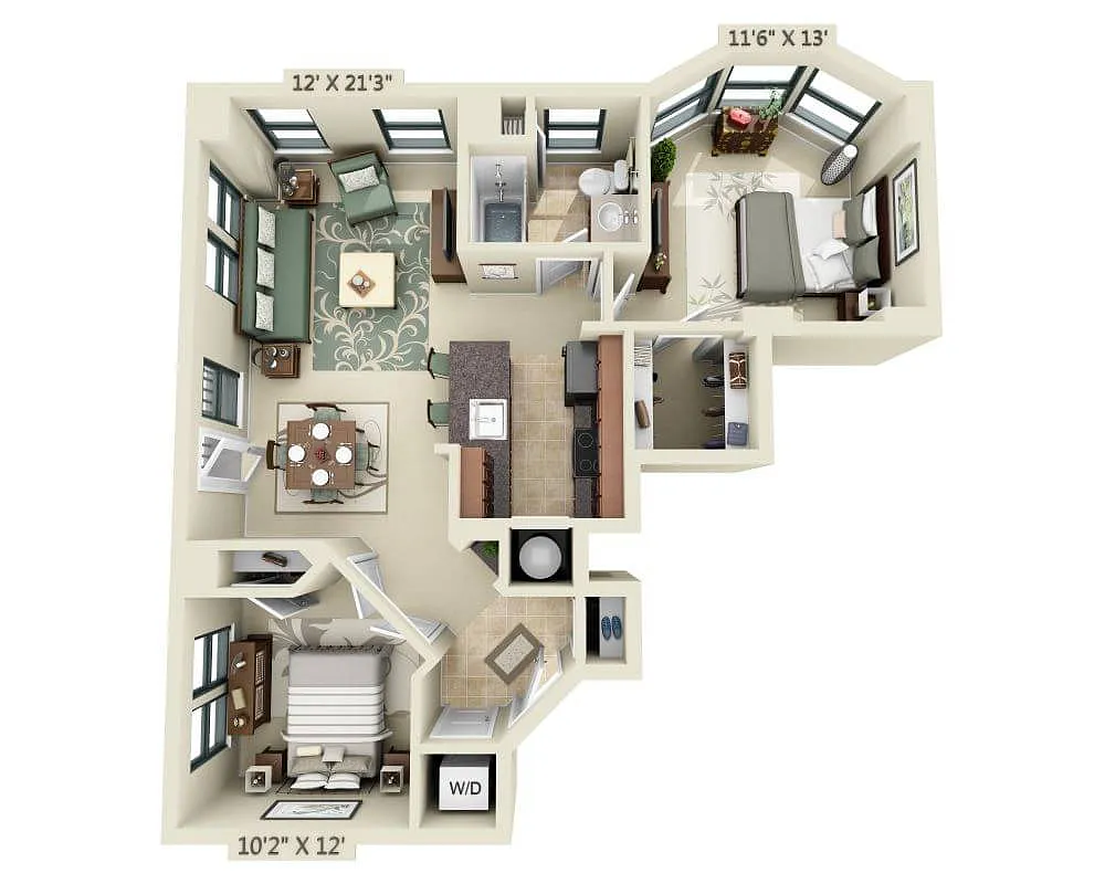 Floor plan Two Bedroom B1A