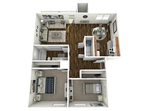 Floor plan 2 Bed, 1 Bath