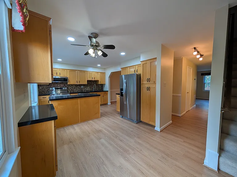 Kitchen view from front corner
