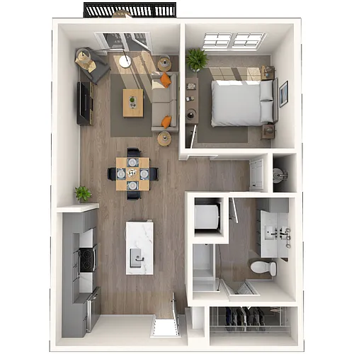 Floor plan Traditional 1x1 675-743 SF-FP