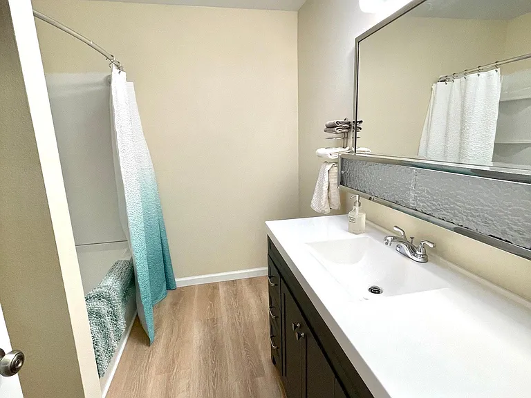 Second Hall Bathroom with Large vanity and Soaking Tub