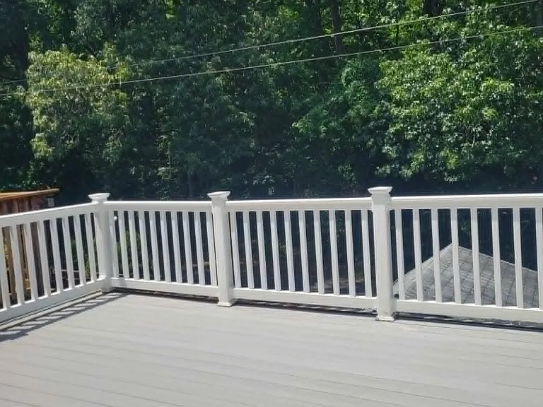 Deck off of first floor dining room backs to woods (on Keeners Rd).