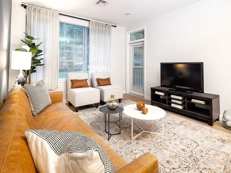 Living room with hard surface flooring