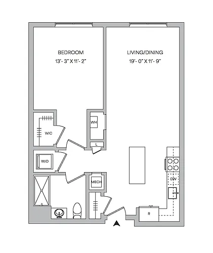 Floor plan A24 1BR 1BA 779 SF