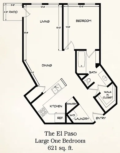 Floor plan 1 Bedroom - The El Paso