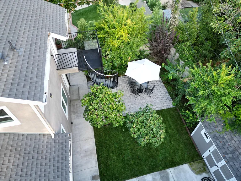 Aerial view of backyard space