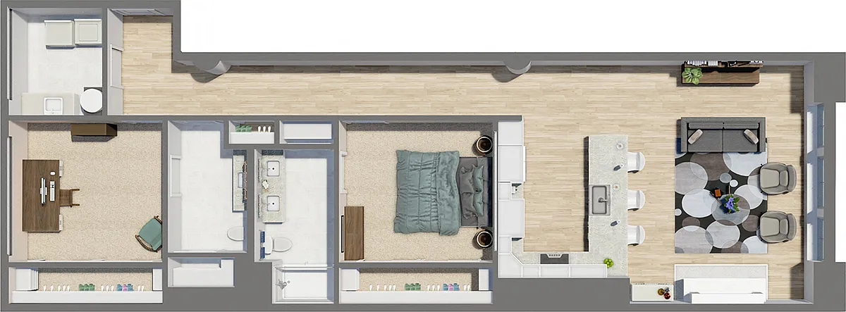 Floor plan Suite Style 07 - 2 Bedrooms 1.5 Baths