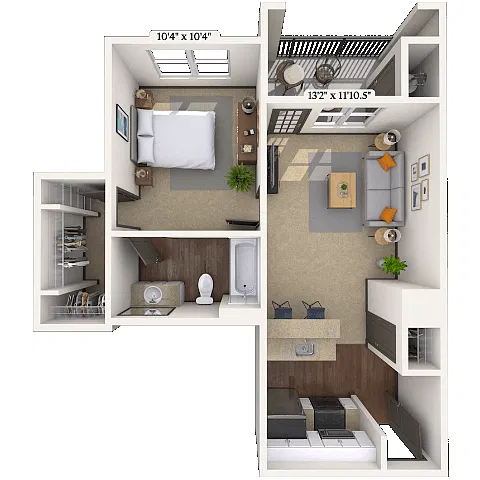 Floor plan Traditional 1x1 545-550 SF