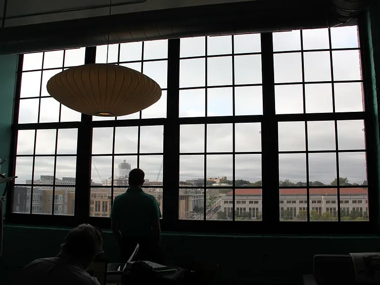 Apartment is on top floor (7th) of building, overlooking the State Capital . HUGE operable windows!