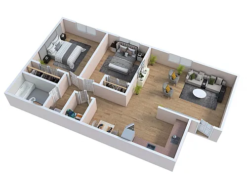 Floor plan Semi-Upgraded 2BD/1BTH