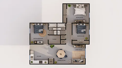 Floor plan 3 Bedroom|2 Bath