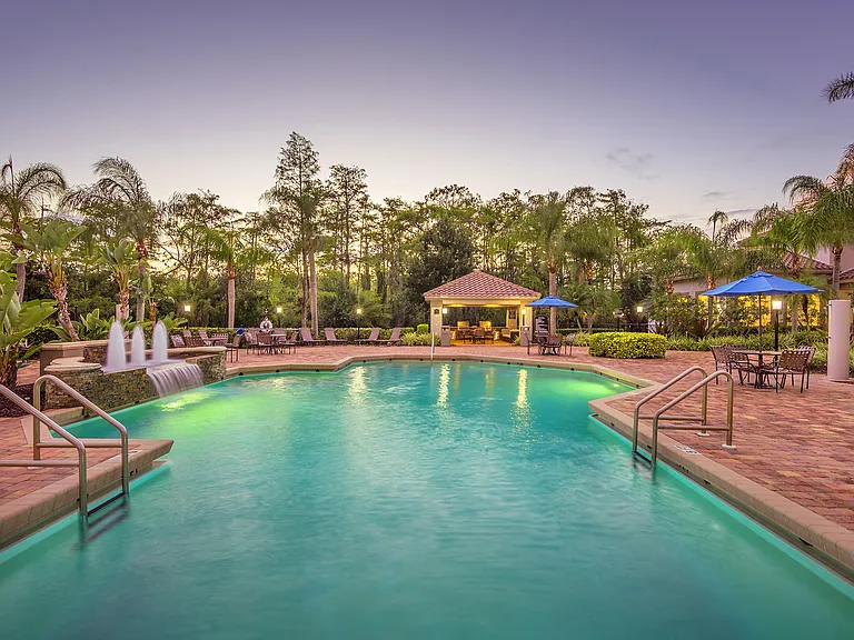 Expansive pool and outdoor lounge area