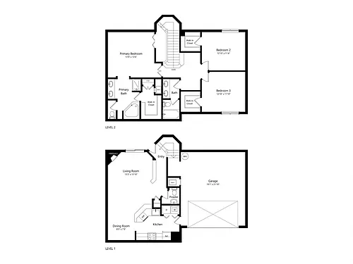 Floor plan 3 Bed 2.5- 1730 sq ft Townhome