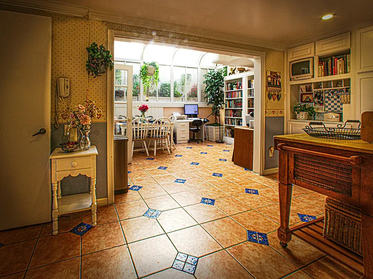 View from the kitchen to the adjacent breakfast nook