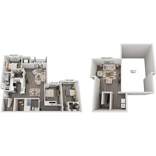 Floor plan Three Bedroom C2E1L