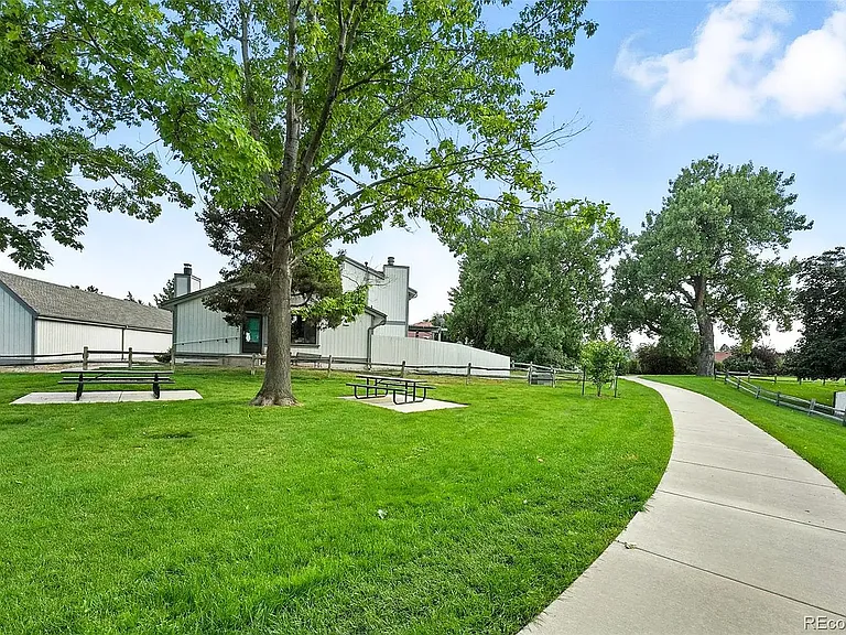 Walking path through townhome community.
