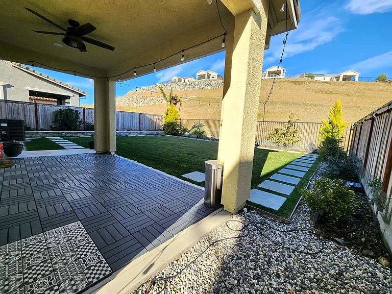Backyard with hill views