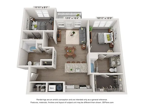 Floor plan 2 Bed 2 Bath