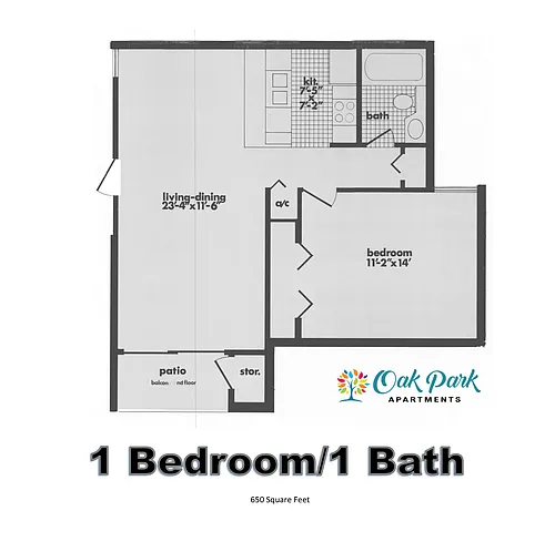 Floor plan 1 Bedroom - 1st Floor