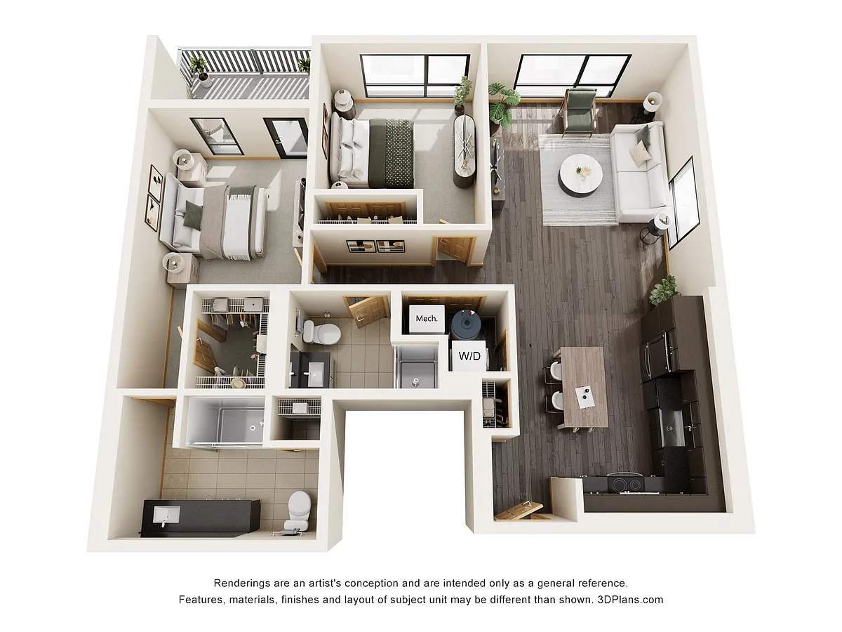 Floor plan 2 Bed / 2 Bath 1157 sq ft Sweetgum