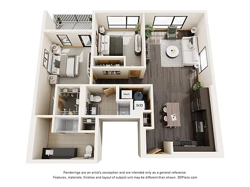 Floor plan 2 Bed / 2 Bath 1157 sq ft Sweetgum