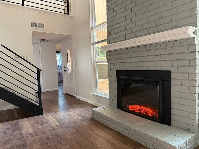 Living room with electric fireplace