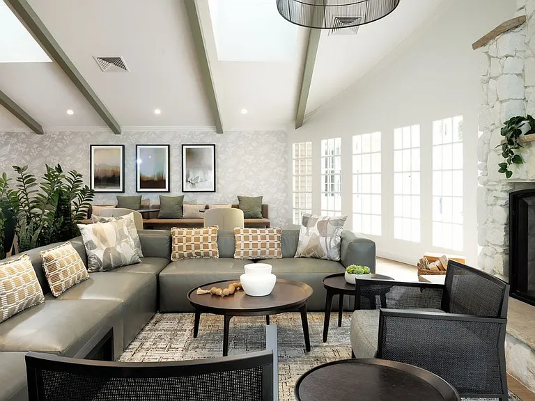 Resident lounge with multiple seating areas