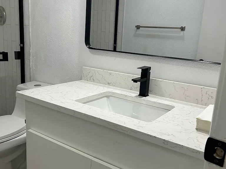 Master bathroom with decorative hardware