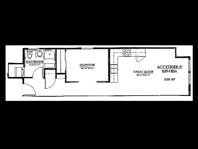 Floor plan 1X1 B