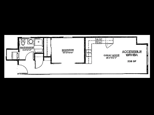Floor plan 1X1 B