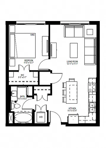 Floor plan One Bedroom - A
