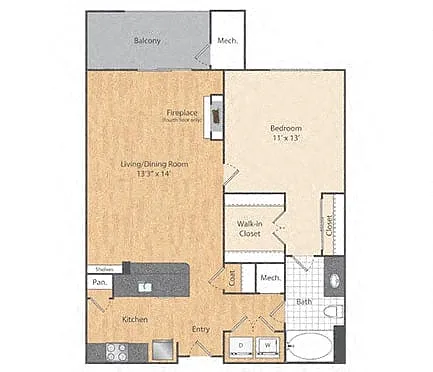 Floor plan 1 Bed/1 Bath-A5