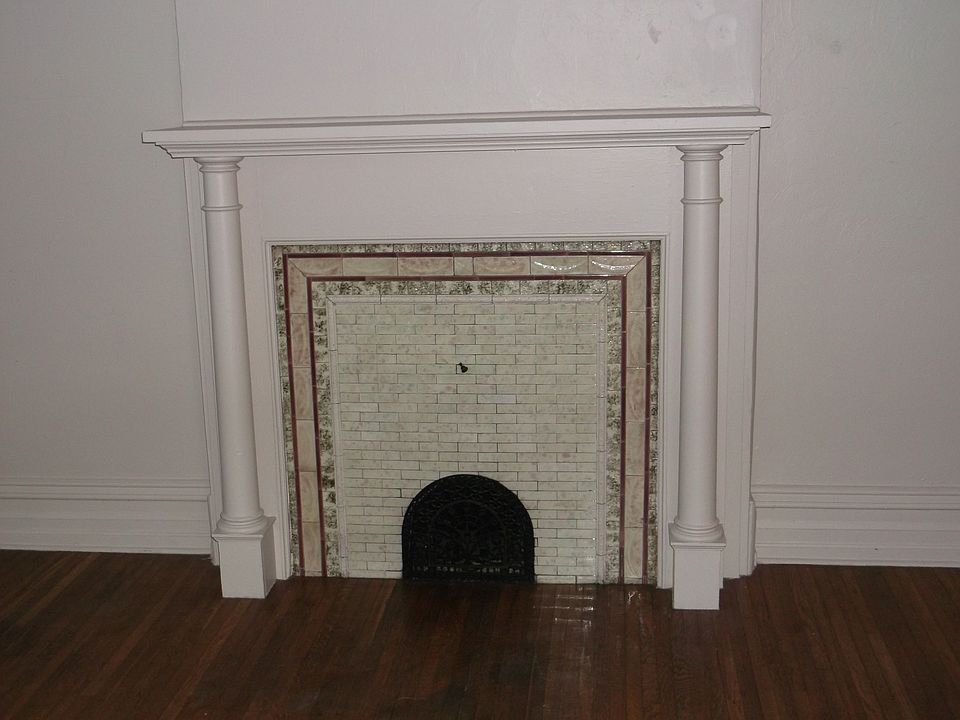 Ornamental fireplace in front room