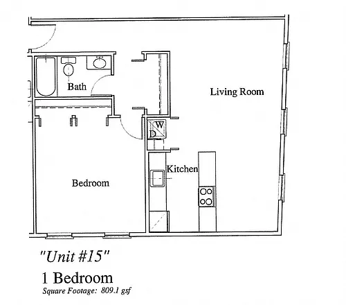 Floor plan 1-Bed/1-Bath