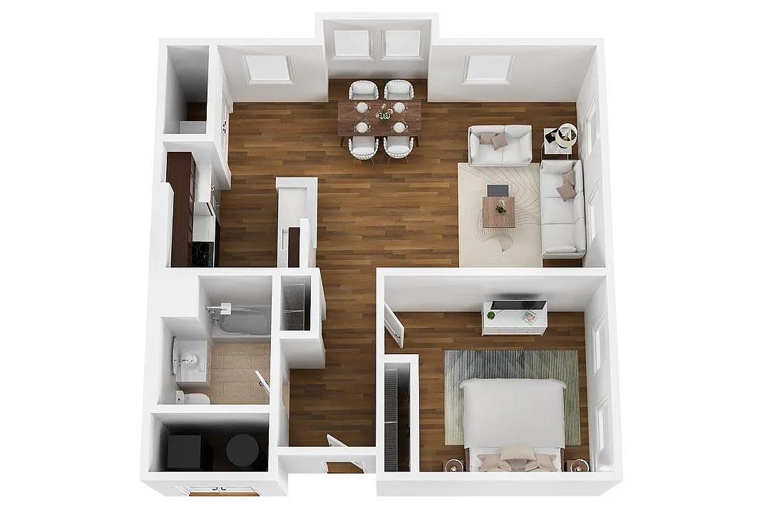 Floor plan 1 Bed, 1 Bath - Medium