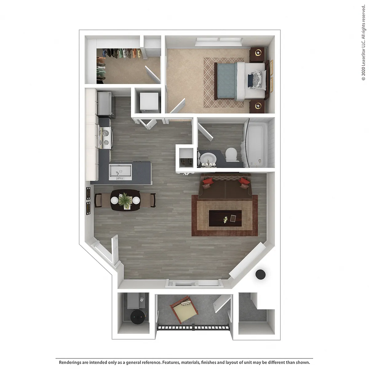 Floor plan 601 sqft- A1