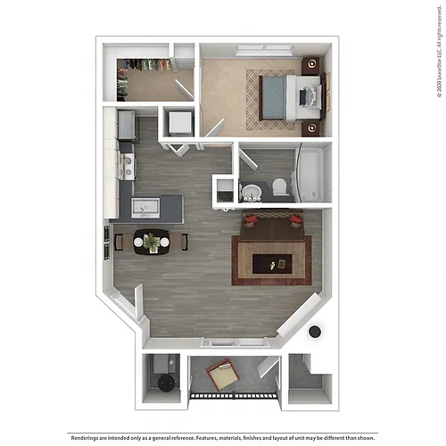 Floor plan 601 sqft- A1