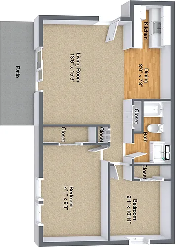 Floor plan Two Bedroom Lower
