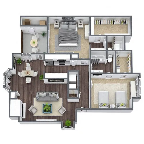 Floor plan B3: 2 Bed 2 Bath