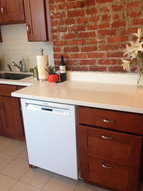 GAS RANGE, DISHWASHER, Exposed Brick