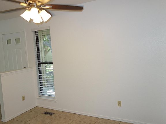 Front door and dining room
