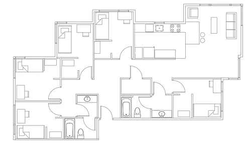 Floor plan Five Bedroom Two Bath