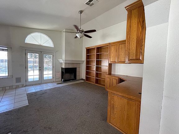 Office and fireplace